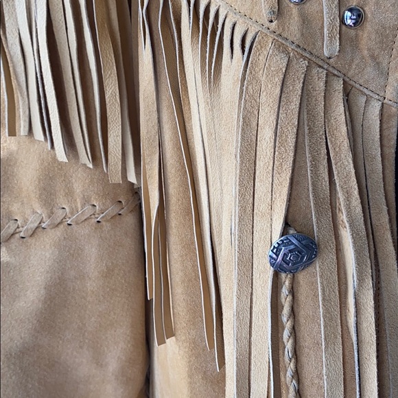 Arella leather Boho Fringe jacket large - Picture 3 of 8